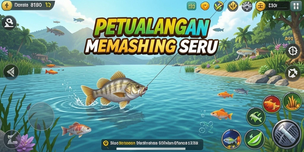 Screenshot gameplay 8180 menunjukkan keseruan memancing ikan.