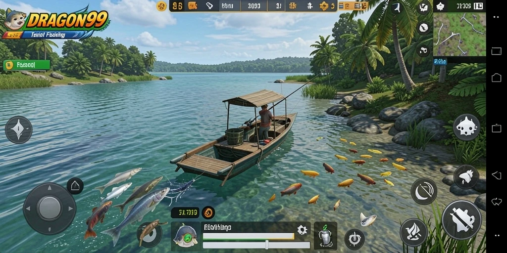 Tampilan menarik dari gameplay memancing di DRAGON99.