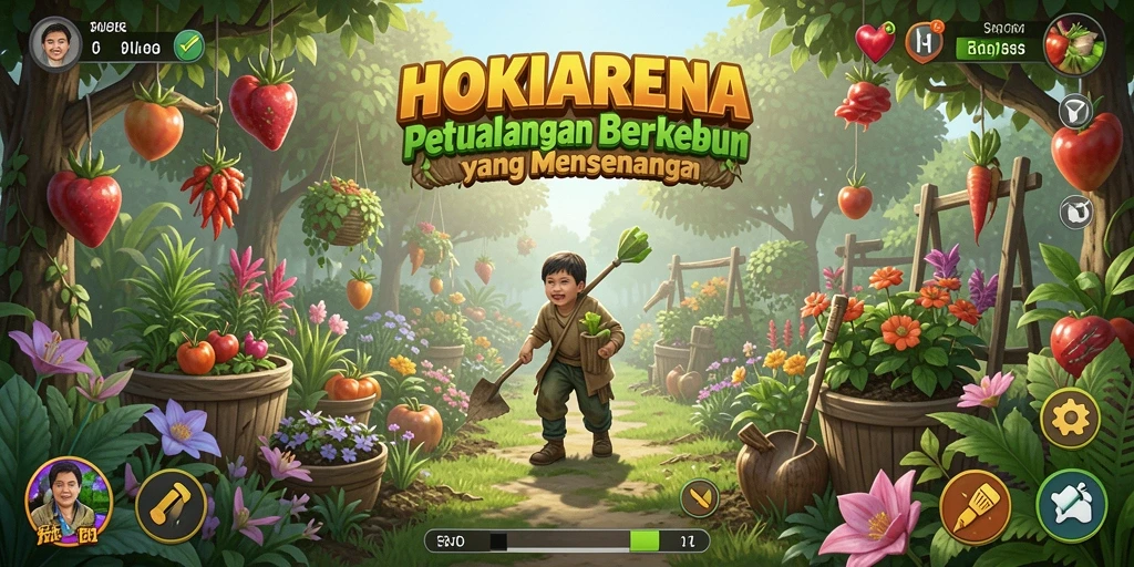 Tampilan gameplay menampilkan aktivitas berkebun yang seru dan interaktif.