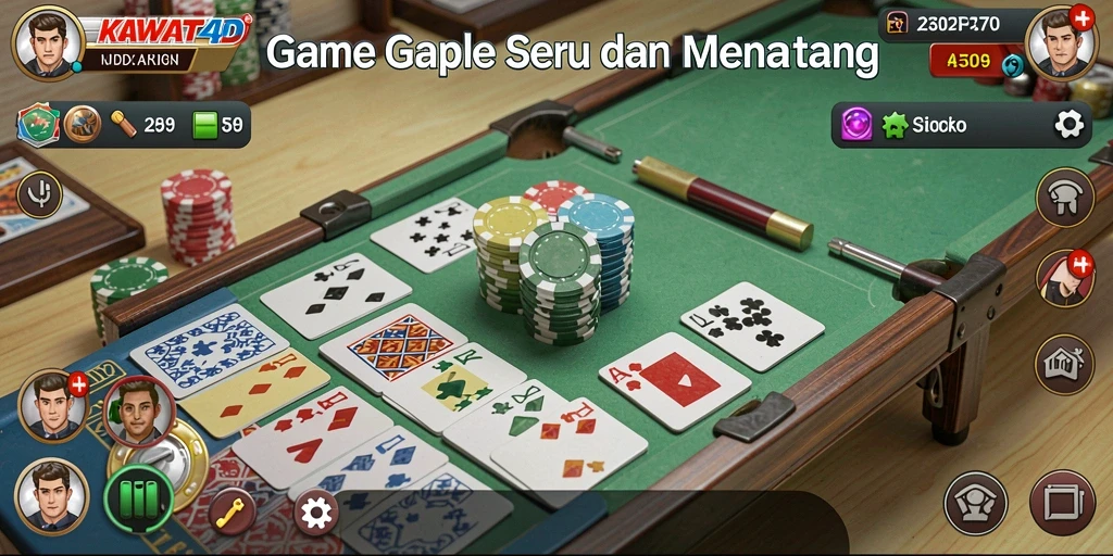 Screenshot gameplay KAWAT4D yang menampilkan aksi seru permainan Gaple.