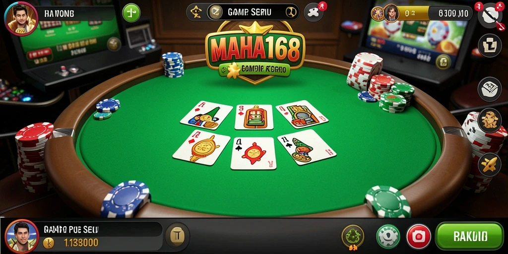 Tampilan gameplay seru di MAHA168 dengan aksi Poker yang mendebarkan.
