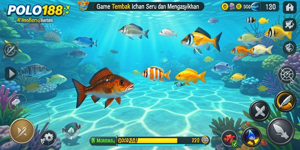 Screenshot gameplay POLO188 yang menunjukkan aksi menembak ikan.