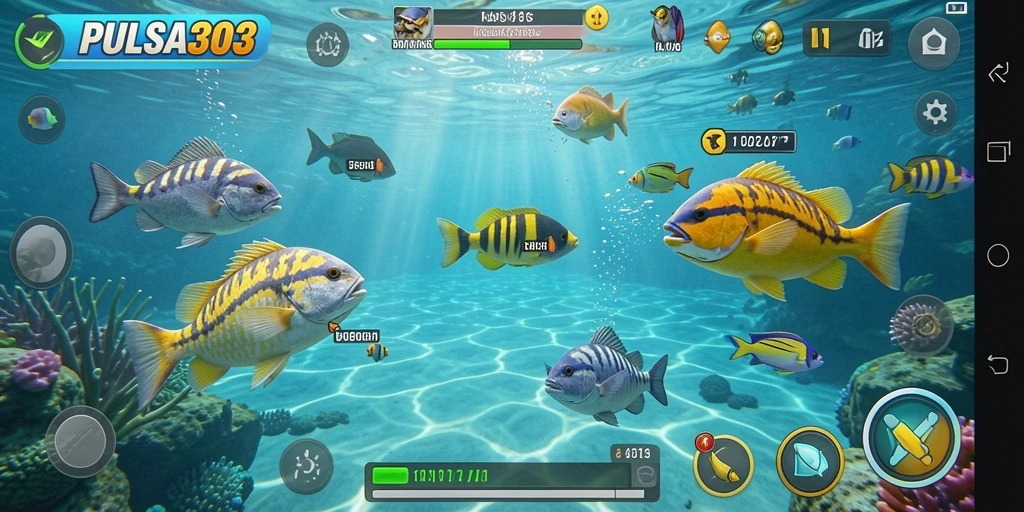 Tampilan gameplay PULSA303 dengan aksi tembak ikan yang menarik.