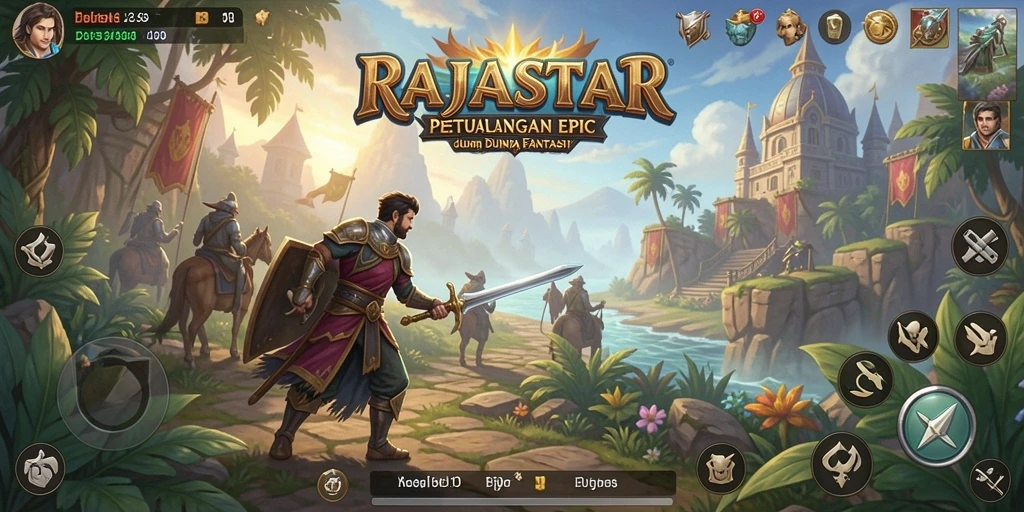 Tampilan gameplay seru dalam dunia fantasi RAJASTAR.