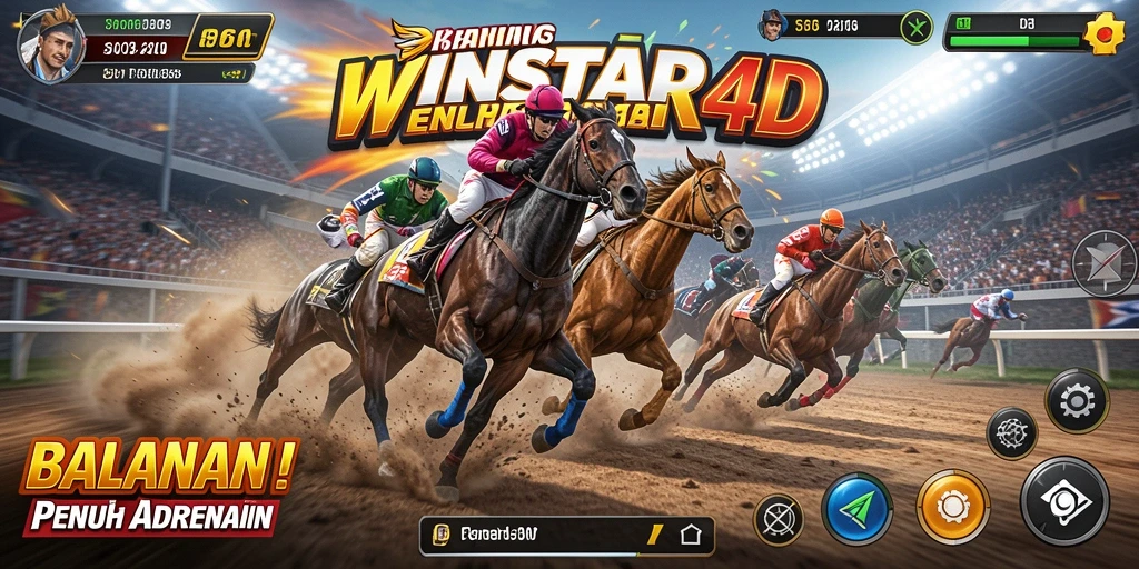 Screenshot gameplay WINSTAR4D yang menampilkan aksi balapan yang mendebarkan.
